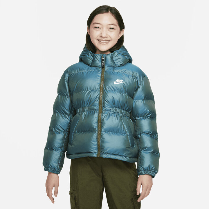 Nike Sportswear Big Kids' (Girls') Large Synthetic-Fill Hooded Jacket in Green