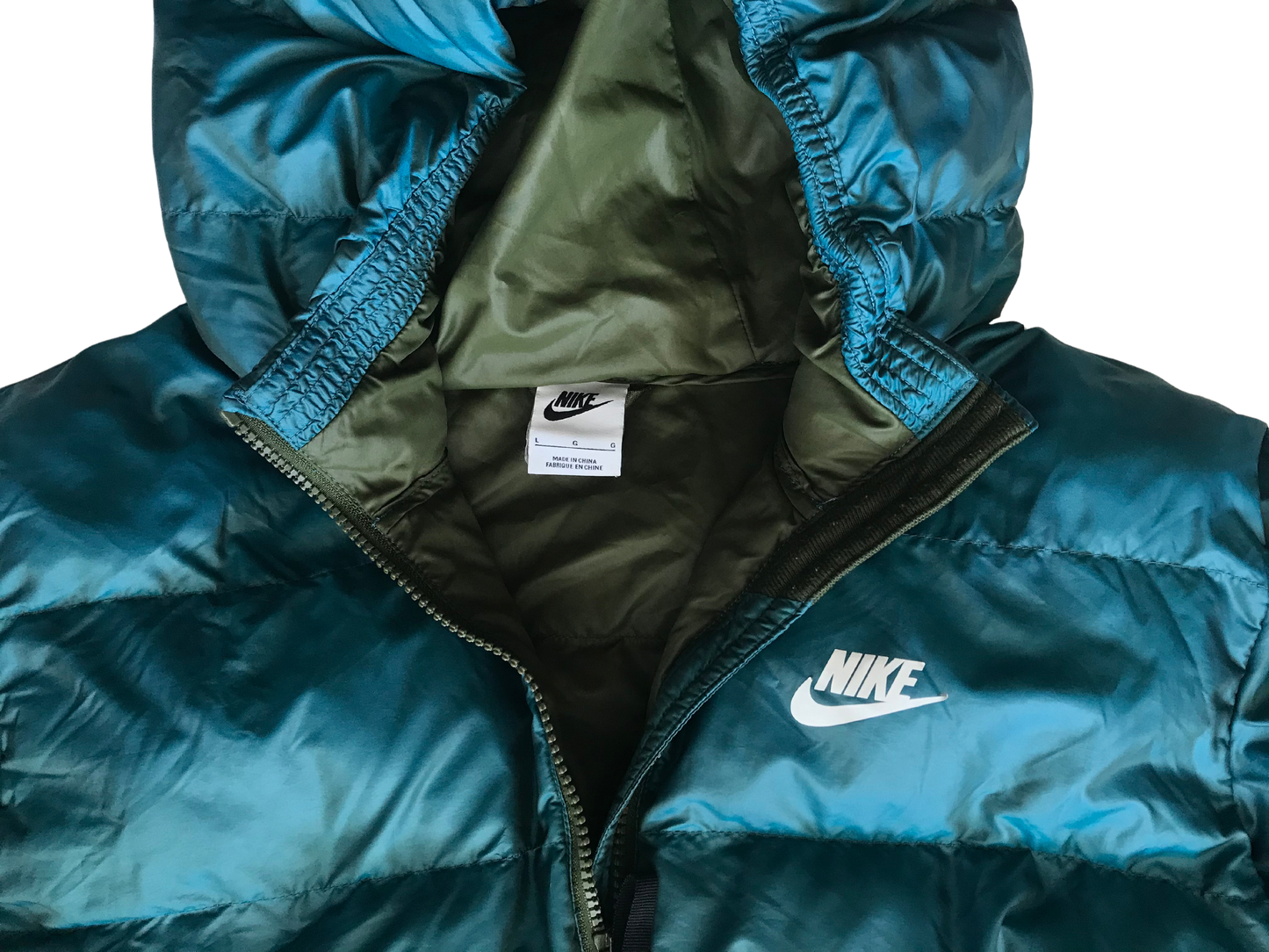 Nike Sportswear Big Kids' (Girls') Large Synthetic-Fill Hooded Jacket in Green