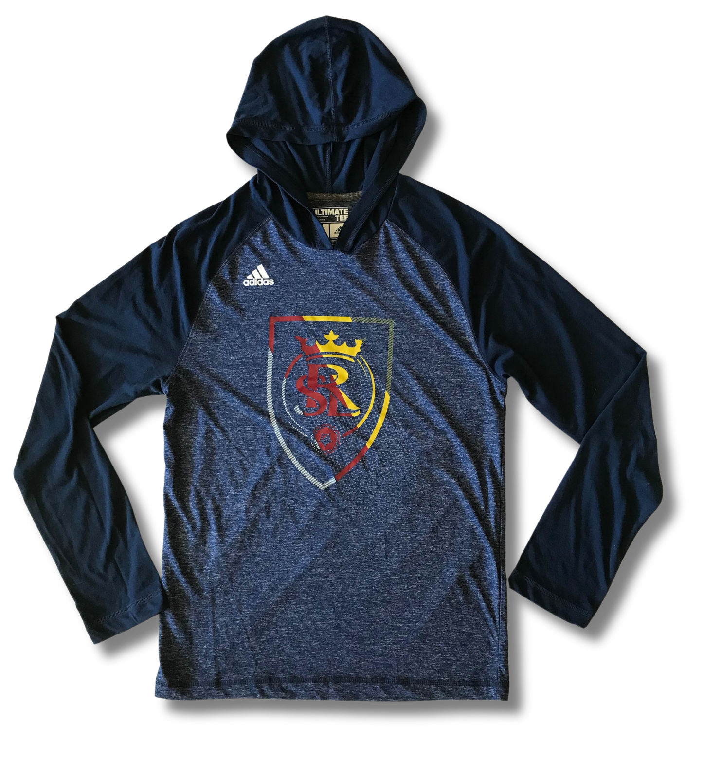 adidas Mens MLS Real Salt Lake Soccer Climalite Ultimate Tee Hooded Shirt New M